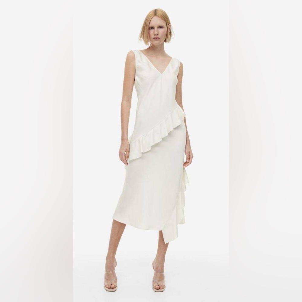 Textured Silky Flounce Dress, NWT!